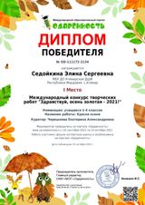 Седойкина Элина - 1 место